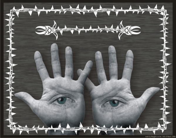 Photomontage Hands with eyes