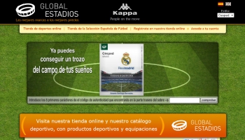 Diseño web de la tienda de deportes Globalestadios